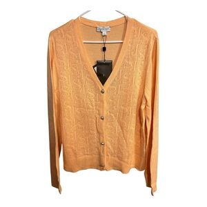 NWT St. John Sport Orange Tee Knit SJ Logo Cardigan Sz L
